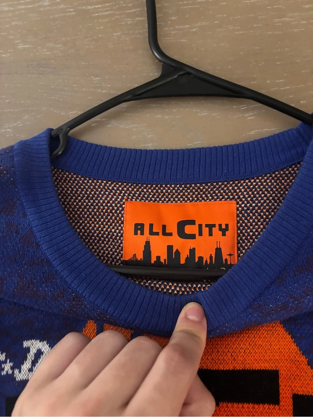 Nike Blue Crewneck Sweater with Orange Basketball Graphic